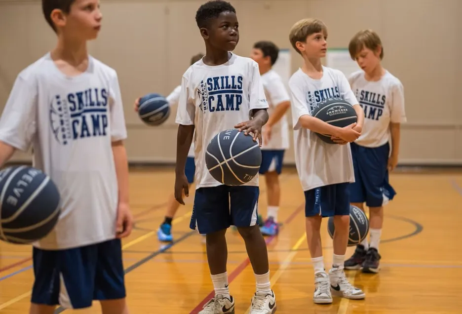 players playing basketball at skills camp